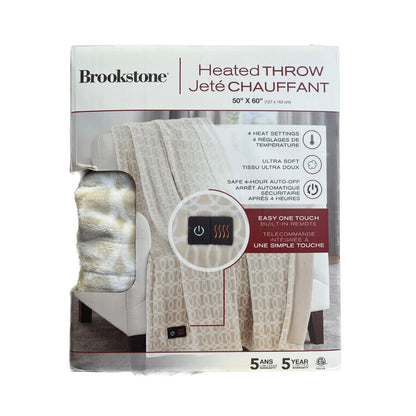 BROOKSTONE-JETÉ-CHAUFFANT-BEIGE-MOTIFS