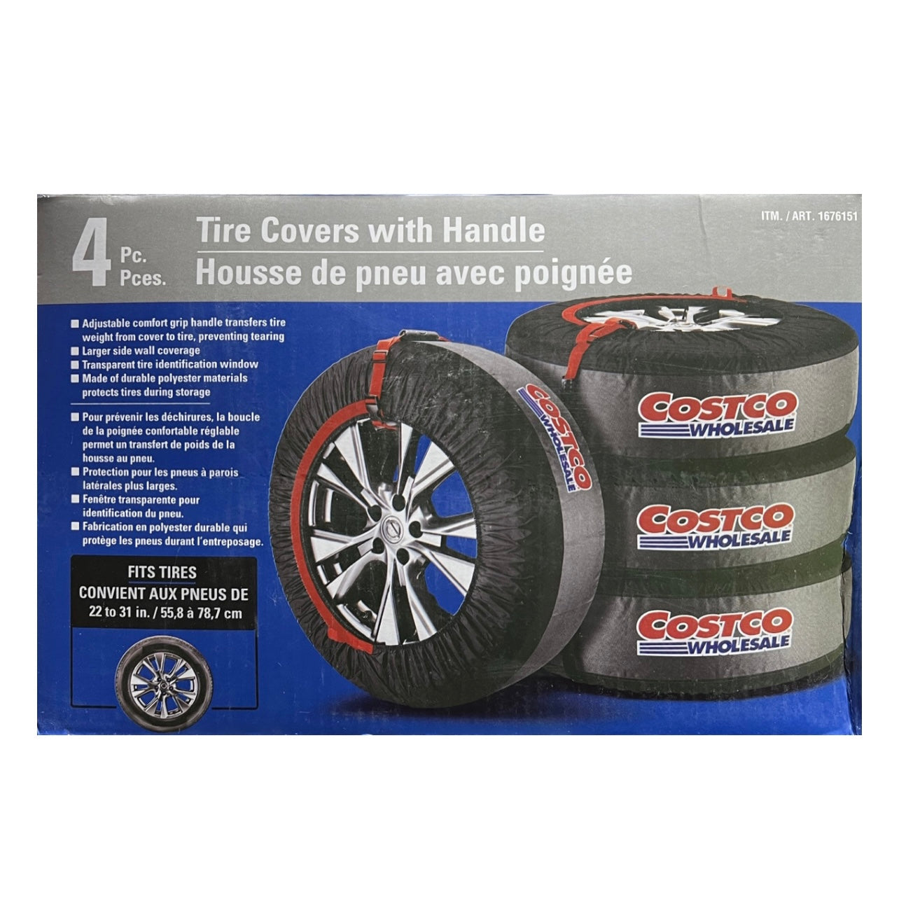 J&C Lot de 4 housses de pneu de secours imperméables pour le rangement avec  poignée, protection de pneu d'hiver avec 4 feutres, pour SUV de 48,3 à 78,7  cm de diamètre : : Auto
