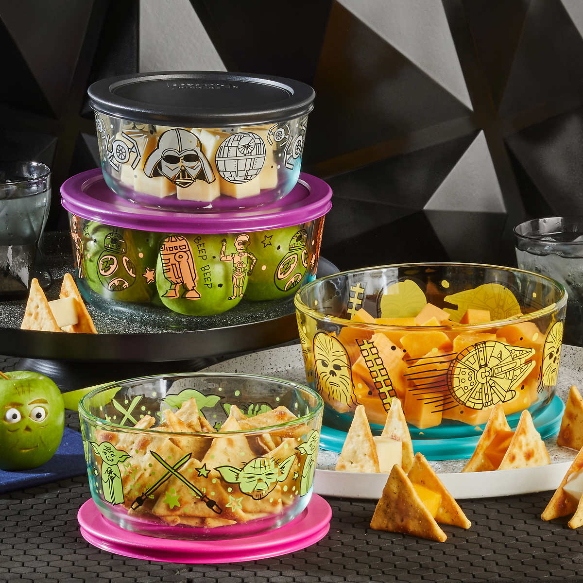 pyrex-x-star-wars-ensemble-4-contenants en verre-décoré-decorated-glass-food-storage-2