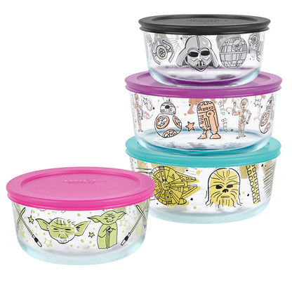 pyrex-x-star-wars-ensemble-4-contenants en verre-décoré-decorated-glass-food-storage