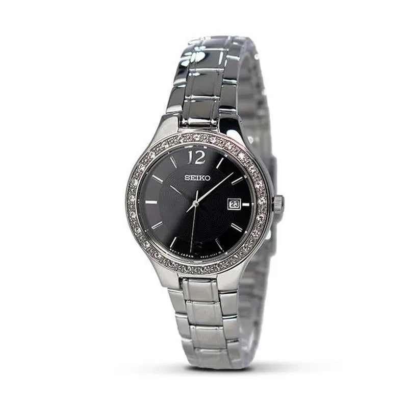 SEIKO-MONTRE-FEMME-NOIR-ARGENT