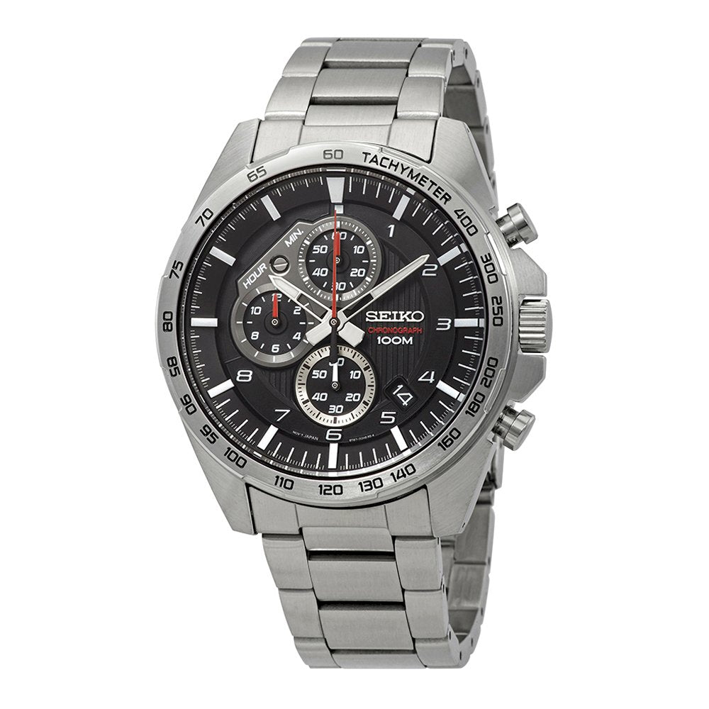 seiko-montre-homme-argent-noir